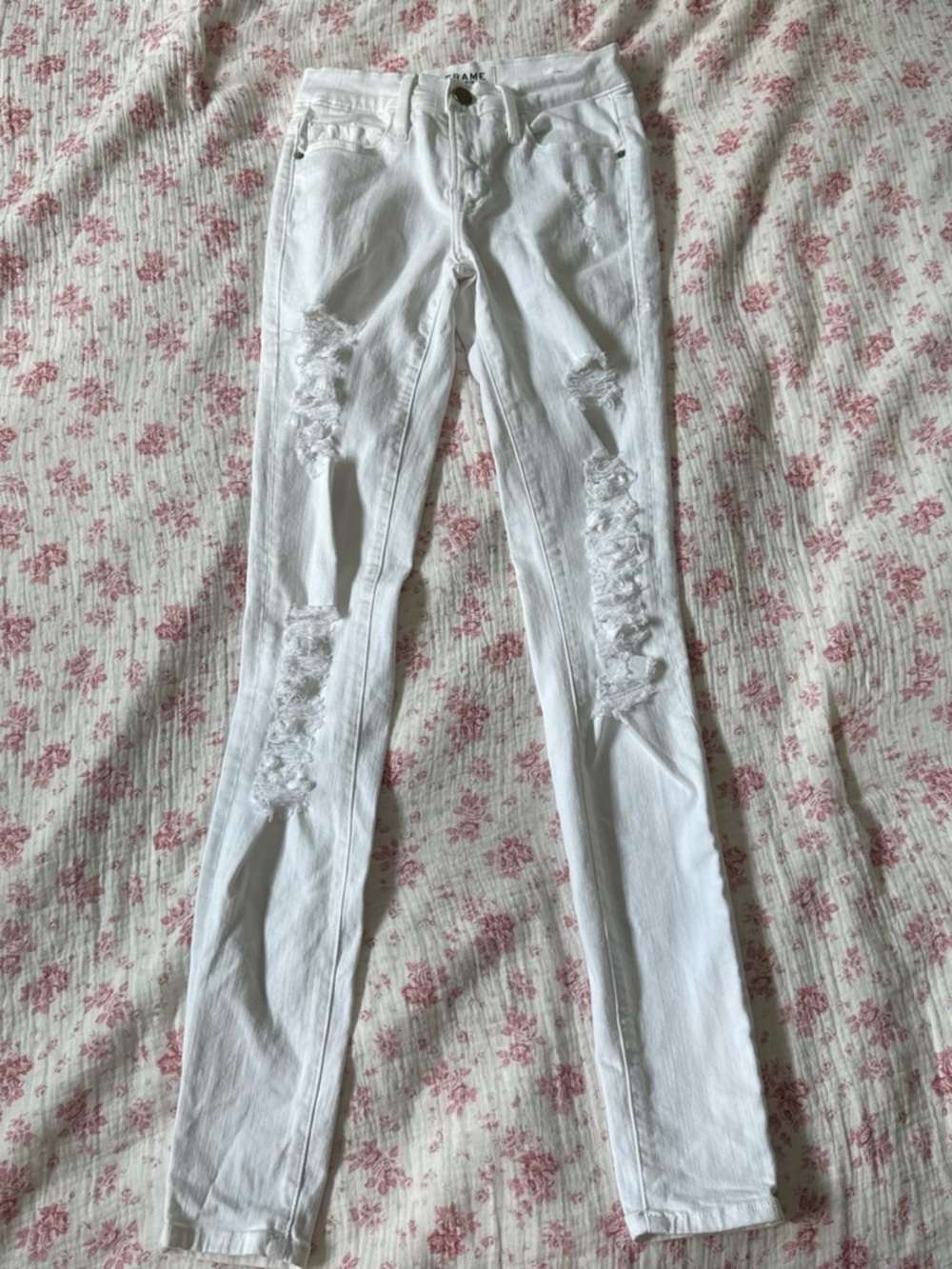 Frame Denim white ripped skinny jeans size 23